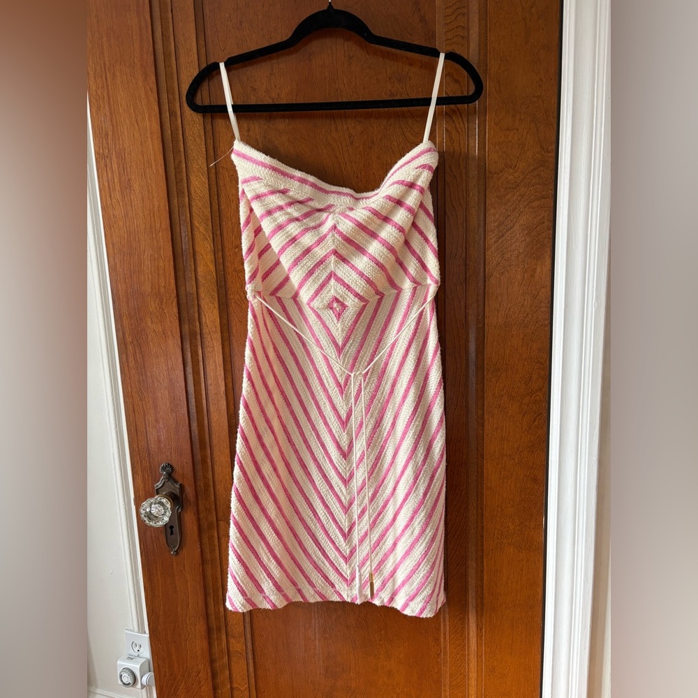 NWT Vintage Juicy Couture Pink and White Striped Strapless Mini Dress - Small